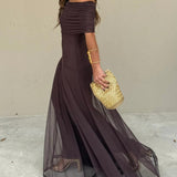 Juliana | Maxi chiffon one-shoulder dress, ethereal and romantic