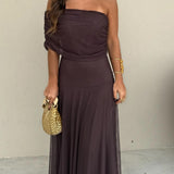Juliana | Maxi chiffon one-shoulder dress, ethereal and romantic