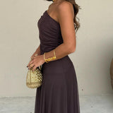 Juliana | Maxi chiffon one-shoulder dress, ethereal and romantic