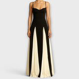 Eliza | Stylish black and white patchwork maxi dress, versatile day-to-night