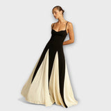 Eliza | Stylish black and white patchwork maxi dress, versatile day-to-night