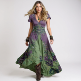 Celeste | Rochie florală, mulată și fluidă