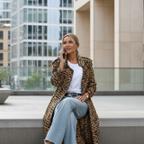 Florentina | Palton midi cu print leopard