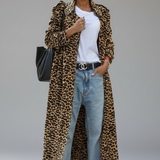 Florentina | Palton midi cu print leopard