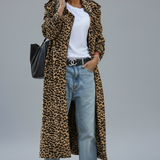 Florentina | Palton midi cu print leopard