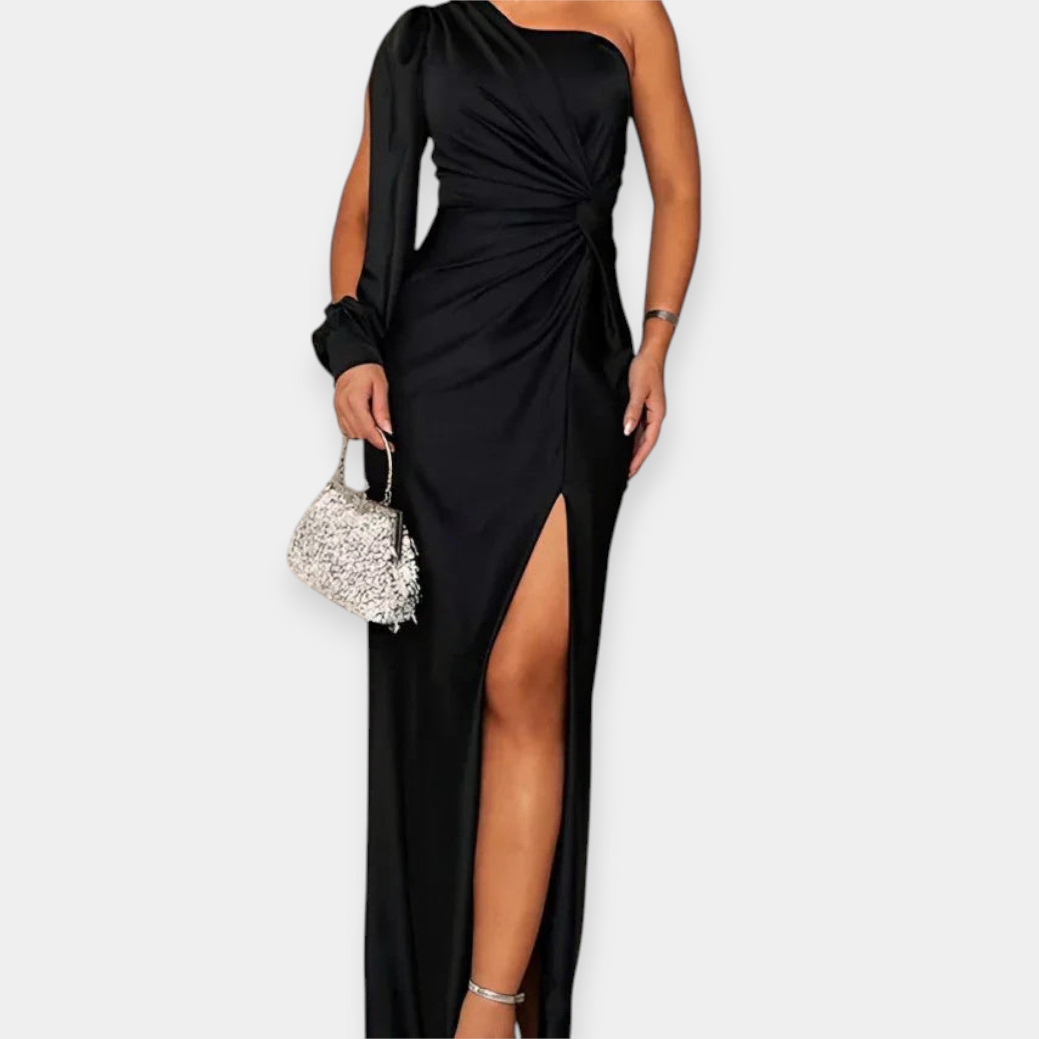 Carolina | Rochie maxi, cu un singur umăr și fantă înaltă