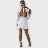 Bianca | Rochie scurtă boho, din dantelă, romantică și feminină