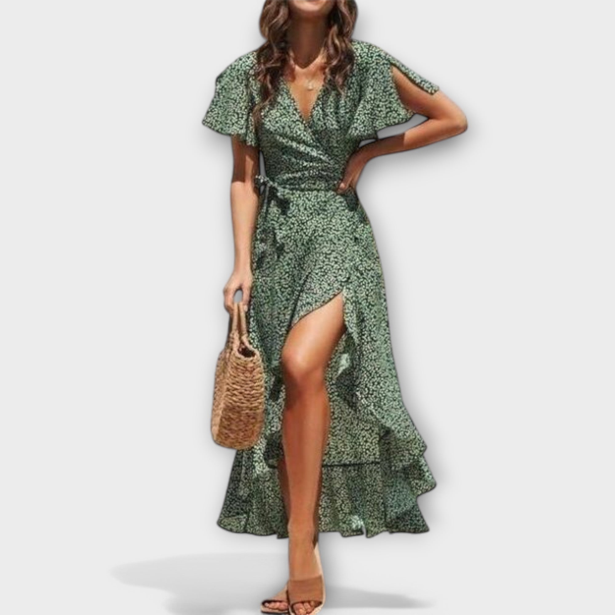 Leonor | Rochie maxi boho, cu print floral și cordon