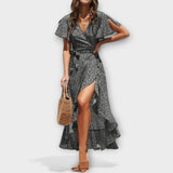 Leonor | Boho maxi dress with floral print and belt