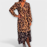 Emília | Rochie de zi, cu print leopard și decolteu în V
