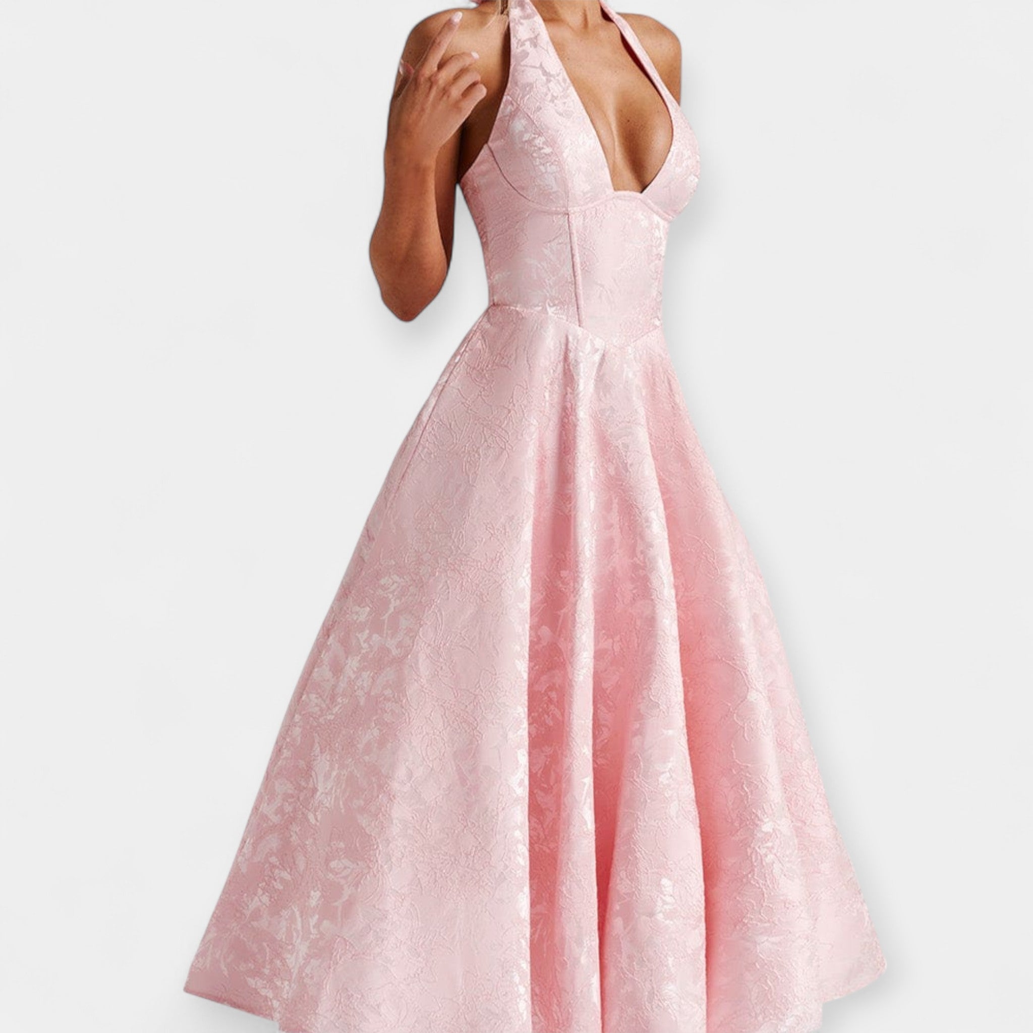 Joana | Rochie midi, cu spate decupat și corset