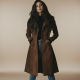 Genevieve | Palton lung din piele întoarsă, cel mai vândut model