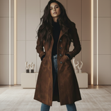 Genevieve | Palton lung din piele întoarsă, cel mai vândut model