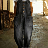 Rocio - Lahe denim kombinesoon reguleeritava klambriga | Salopetă denim Rocio cu cataramă ajustabilă