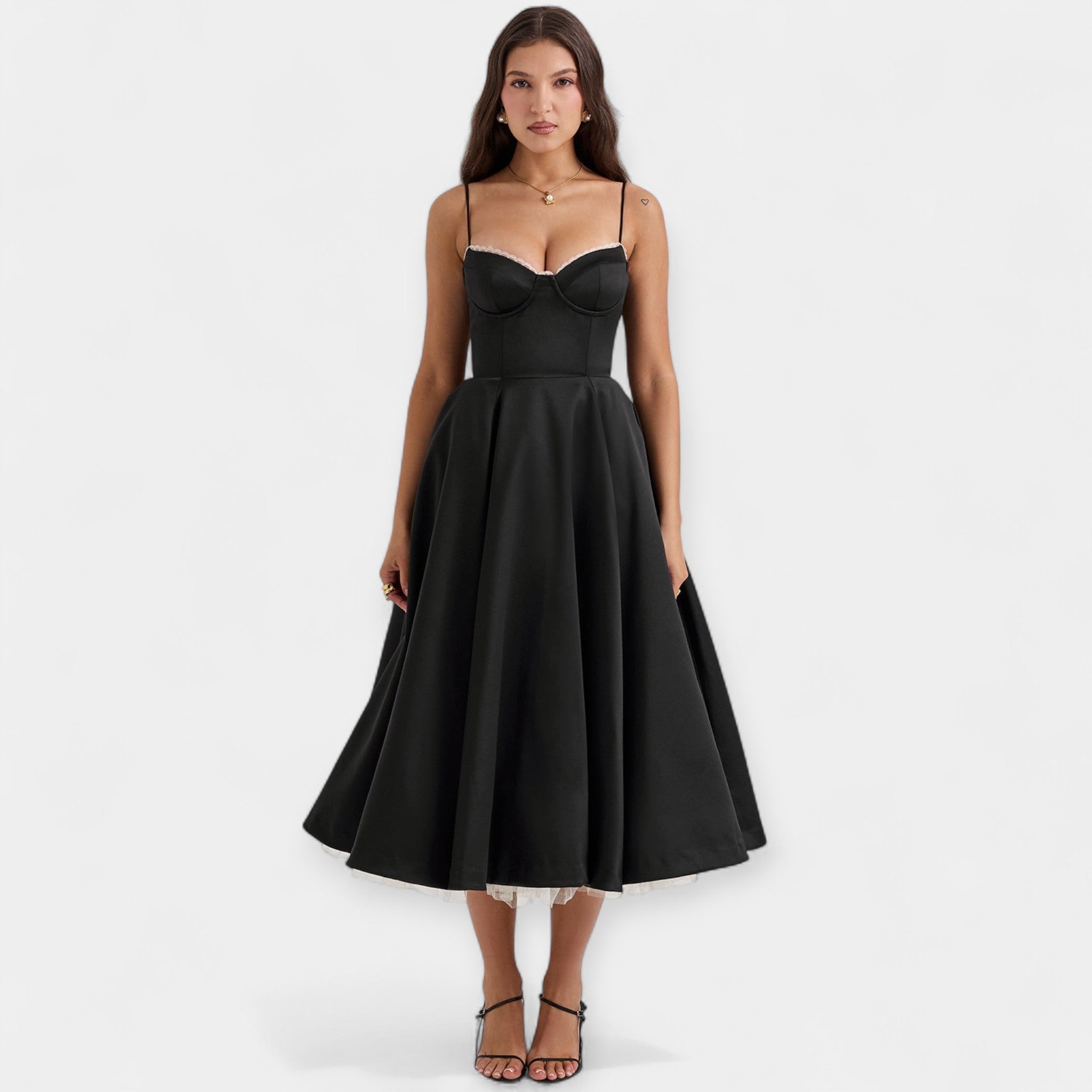 Amaya | Rochie midi, cu tulle, romantică și cu buzunare