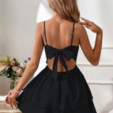 Alice | Rochie mini, fără spate, cu bretele și funde