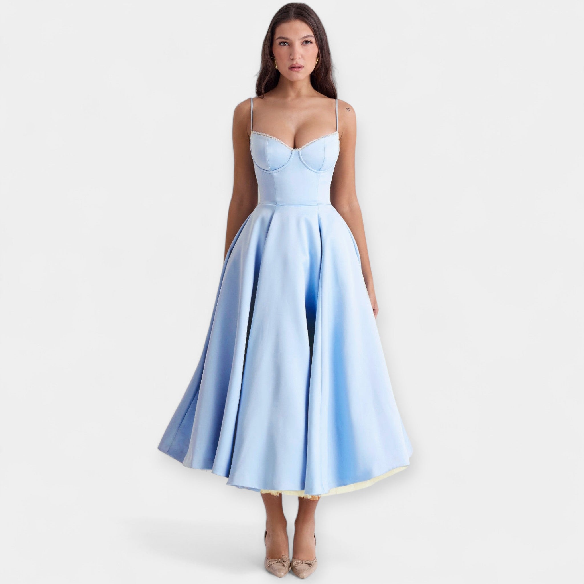 Amaya | Rochie midi, cu tulle, romantică și cu buzunare