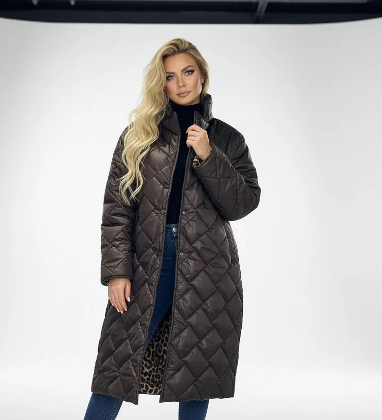 Roxana | Palton matlasat premium cu căptușeală cu print leopard