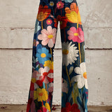 Léna – Laiad lillemustrilised püksid | Pantaloni largi cu model floral Léna