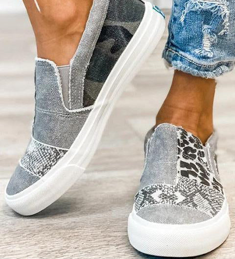 Quinny | Pantofi casual din pânză cu print leopard