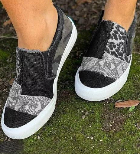 Quinny | Pantofi casual din pânză cu print leopard