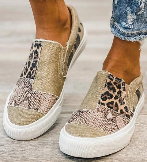 Quinny | Pantofi casual din pânză cu print leopard