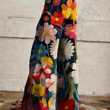 Léna – Laiad lillemustrilised püksid | Pantaloni largi cu model floral Léna