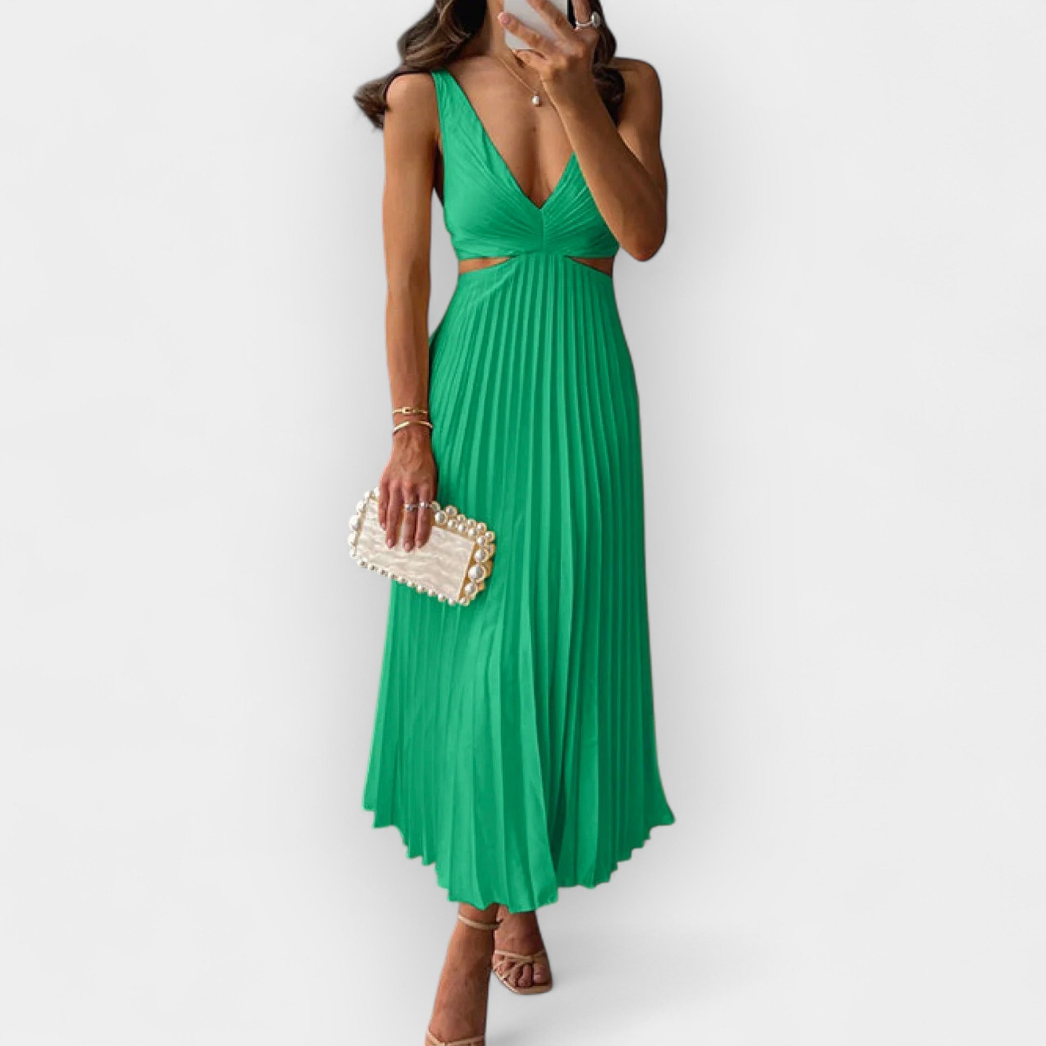 Mila | Rochie midi din satin, cu strălucire modernă