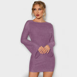 Constança | Sparkling dress with open back and long sleeves