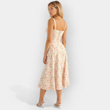 Gabriela | Rochie midi cu corset, siluetă feminină și structurată