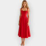 Gabriela | Rochie midi cu corset, siluetă feminină și structurată