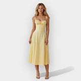 Gabriela | Rochie midi cu corset, siluetă feminină și structurată