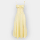 Gabriela | Rochie midi cu corset, siluetă feminină și structurată