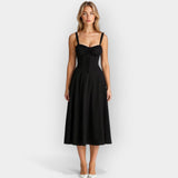 Gabriela | Rochie midi cu corset, siluetă feminină și structurată