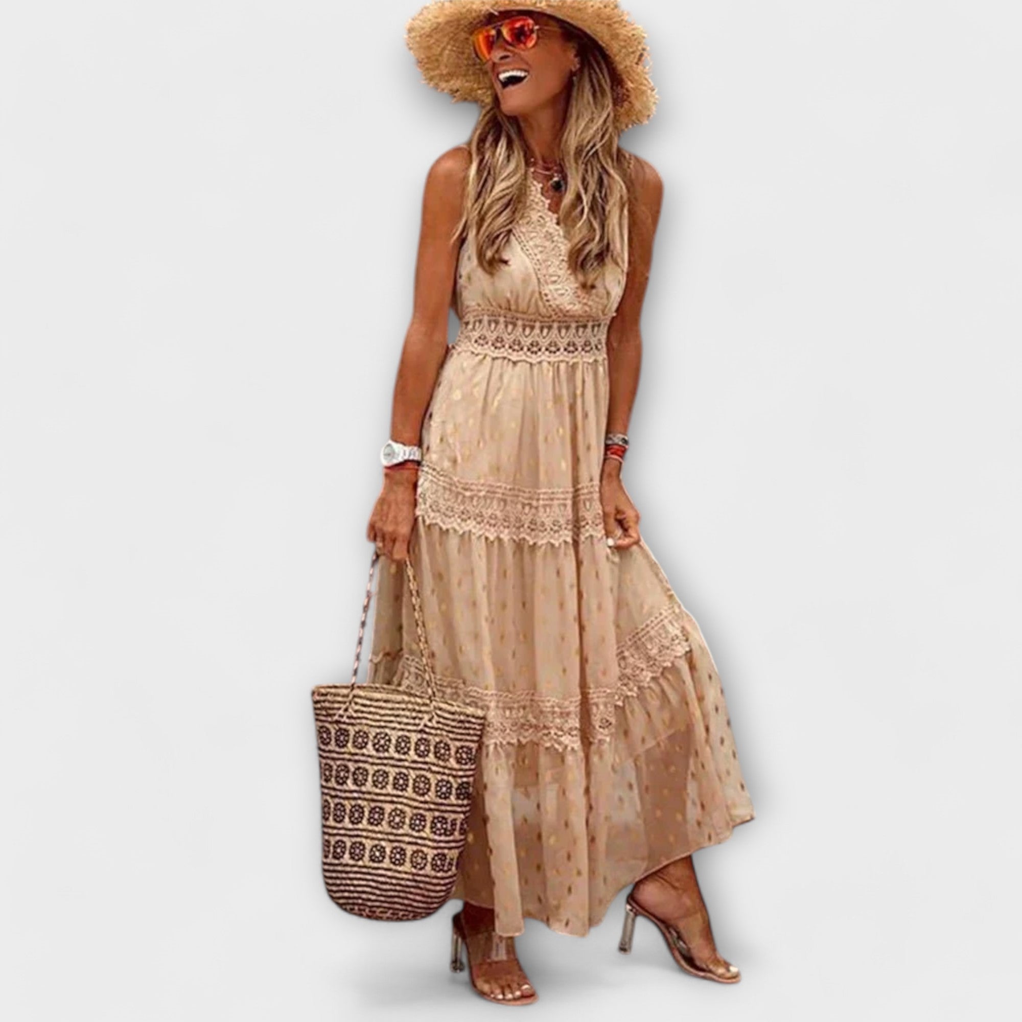 Lola | Rochie maxi, cu dantelă, stil boho