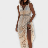 Érica | Boho maxi dress with lace and A-line silhouette
