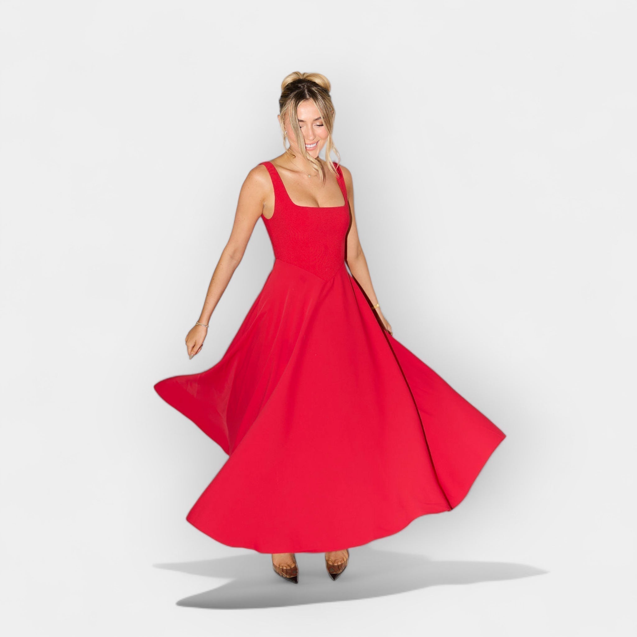 Siret | Rochie midi, cu decolteu pătrat și siluetă A-line